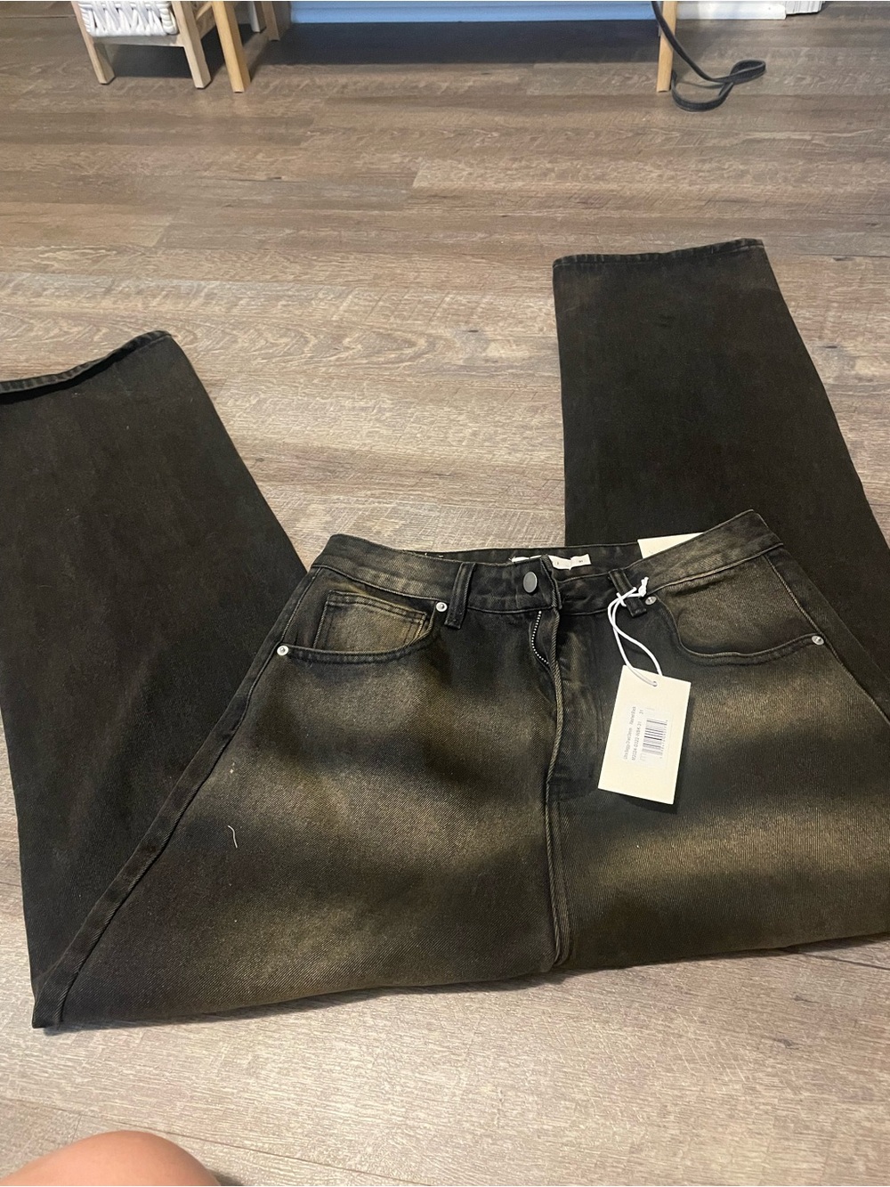 MNML Black Washed Straight Jeans
